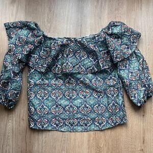 NWOT Anthropologie Sachin & Babi Floral Musette Blouse Off Shoulder Eyelet Sz S